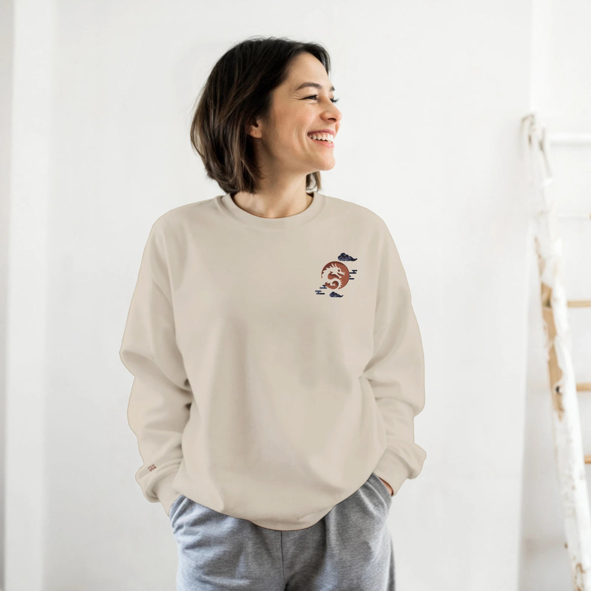 Rising Dragon Flow Embroidered Unisex Sweatshirt – Happy Harmony Tees